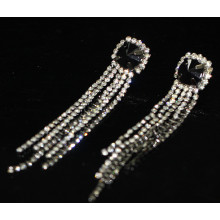 Hot Sale Bridal Long Hanging Blue Clear Rhinestone Stud Earrings